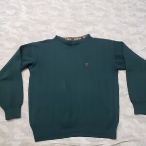 Vintage Regatta Sport Sweater Mens Large Green Pullover 100% Wool